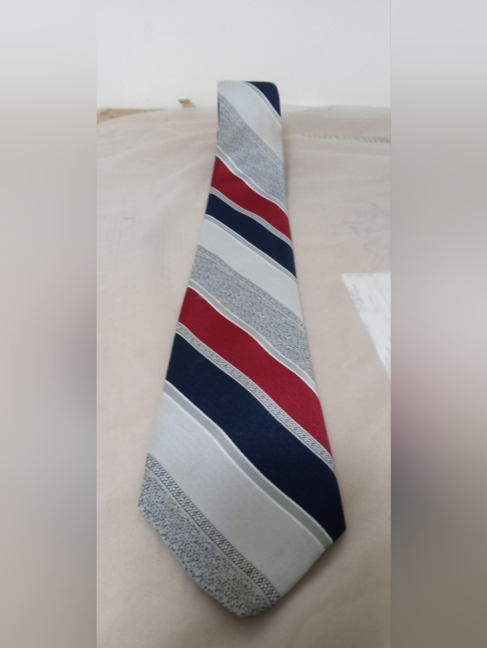 Paolo Rossi Men's Striped Formal Silk Tie in Navy, Burgundy, Gray, Grey & White